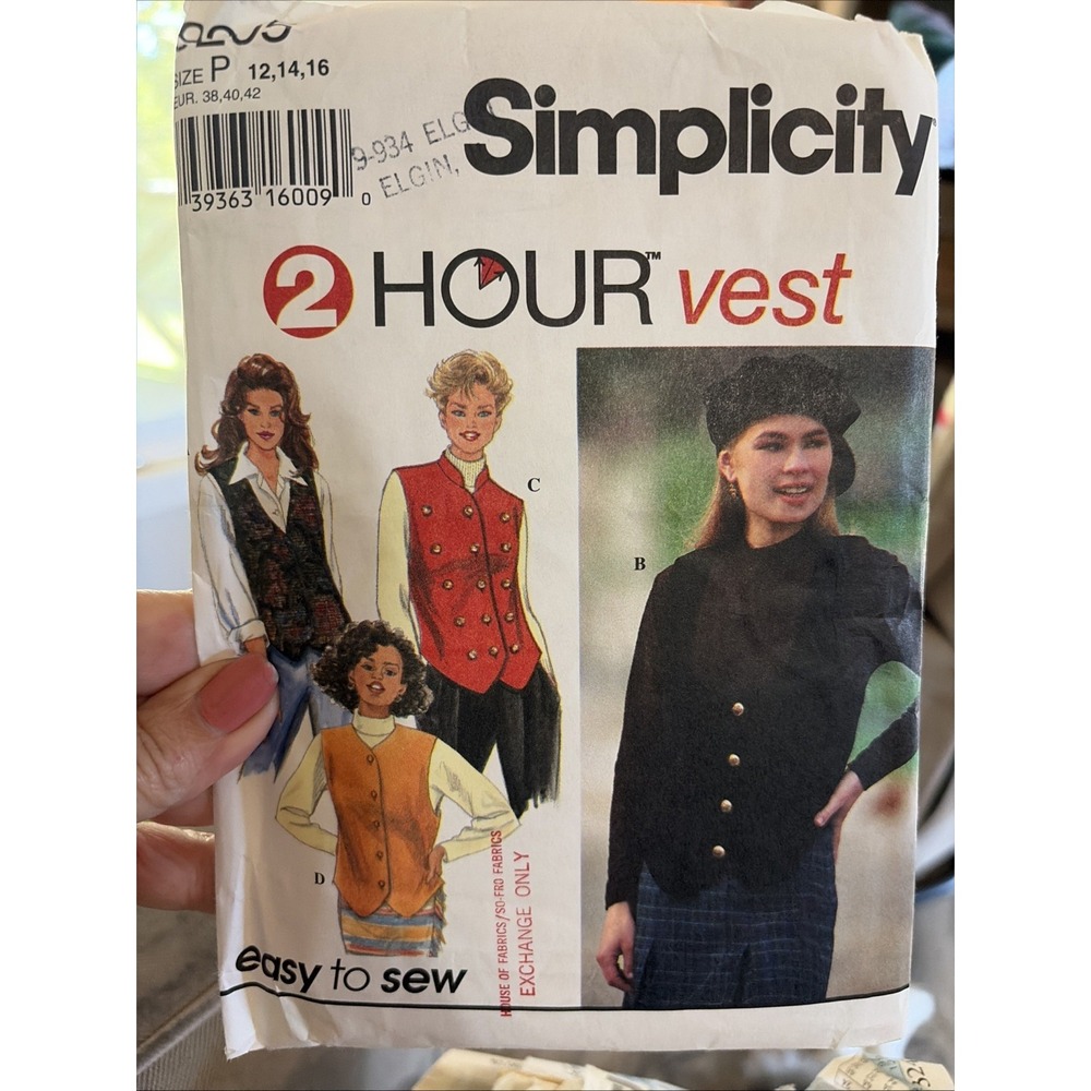 Simplicity Sewing Pattern 9205 Misses Vests Lined 4 Variations Cut To A Sz 12